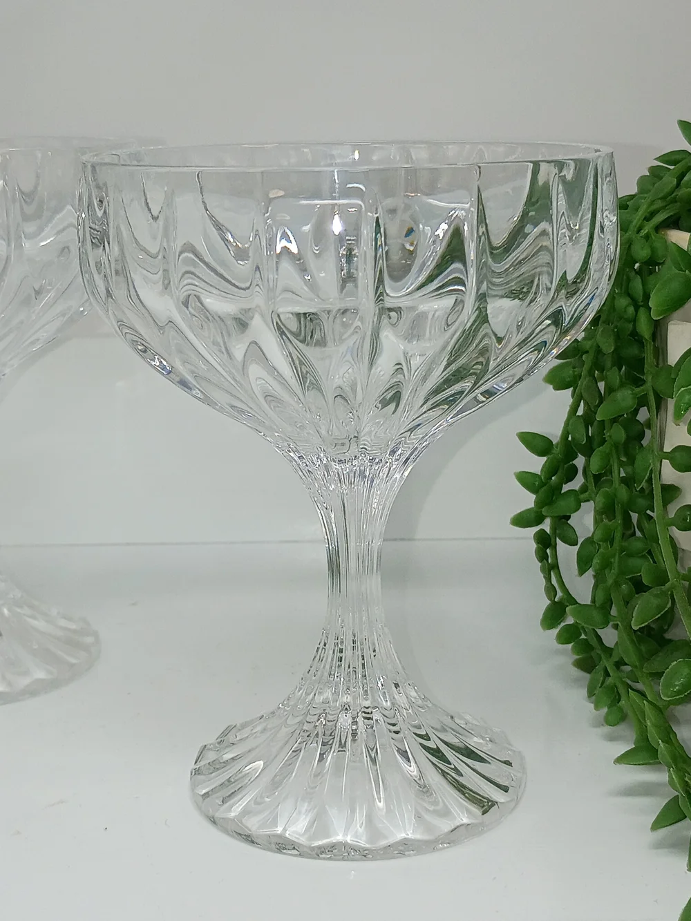 Set of 2 Mikasa Park Lane Pressed Glass Dessert Coupe Glasses